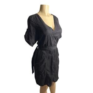 Women S Anthropologie Pilcro Letterpress Black Shirt Dress Classic Tie Waist